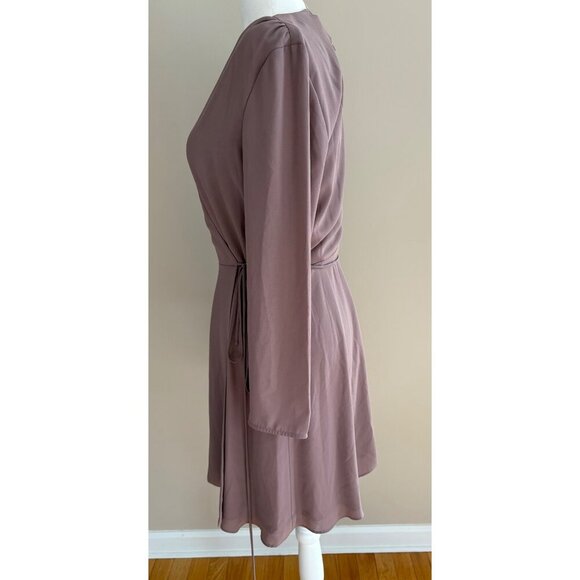 Aritzia Babaton Optima True Wrap Mini Dress Size M  Mauve Mocha Mousse - Picture 6 of 16